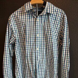 Banana Republic Long Sleeve Button Down - Blue Green Plaid Pattern - Large
